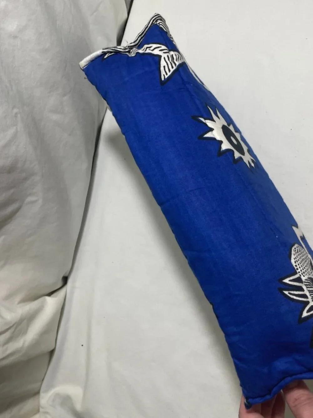 Handmade Blue African Print Padded Cosmetic Makeup Travel Zip Pouch Bag Organize